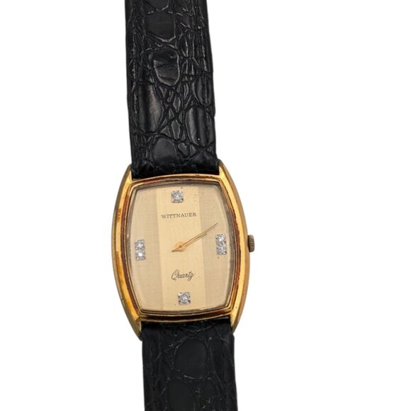 Wittnauer Vintage Mens Quartz Watch With Diamonds Missing Buckle On Strap - Picture 2 of 8